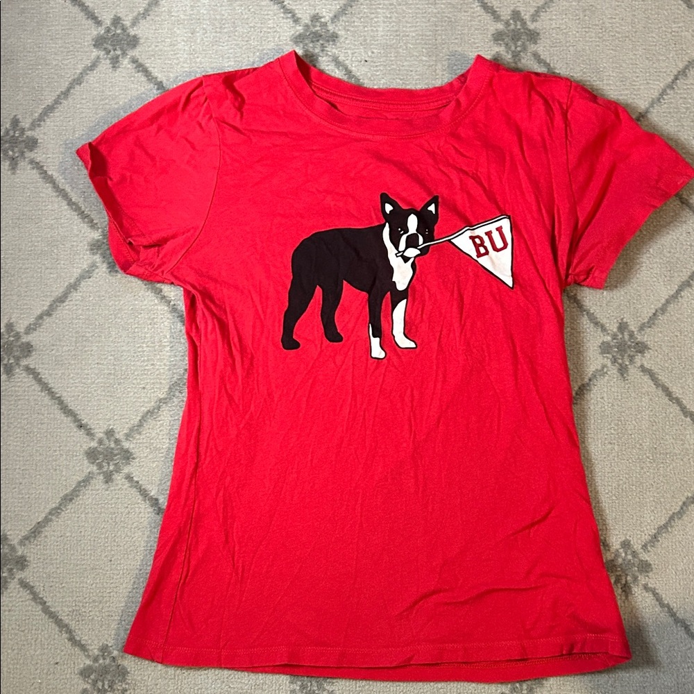 League Youth Red T-Shirt with Boston University Logo Print